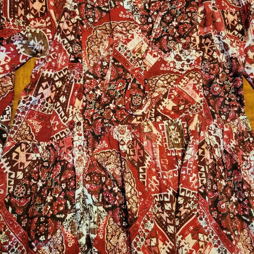 Calvin Klein Red & White Patchwork Flounce Dress - image 6